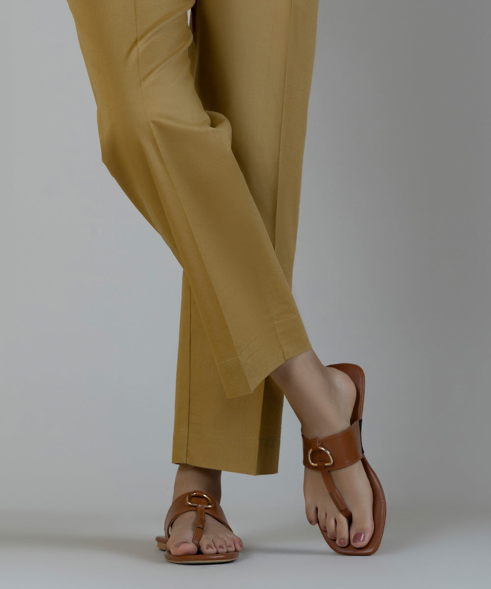 Women's Pret Cambric Brown Dyed Straight Pants