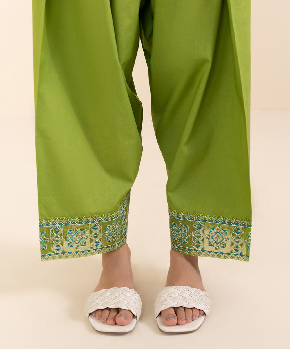 Women's Unstitched Lawn Green Embroidered 3 Piece Suit