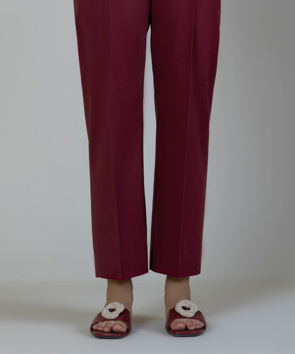 Women's Pret Cambric Red Dyed Straight Pants