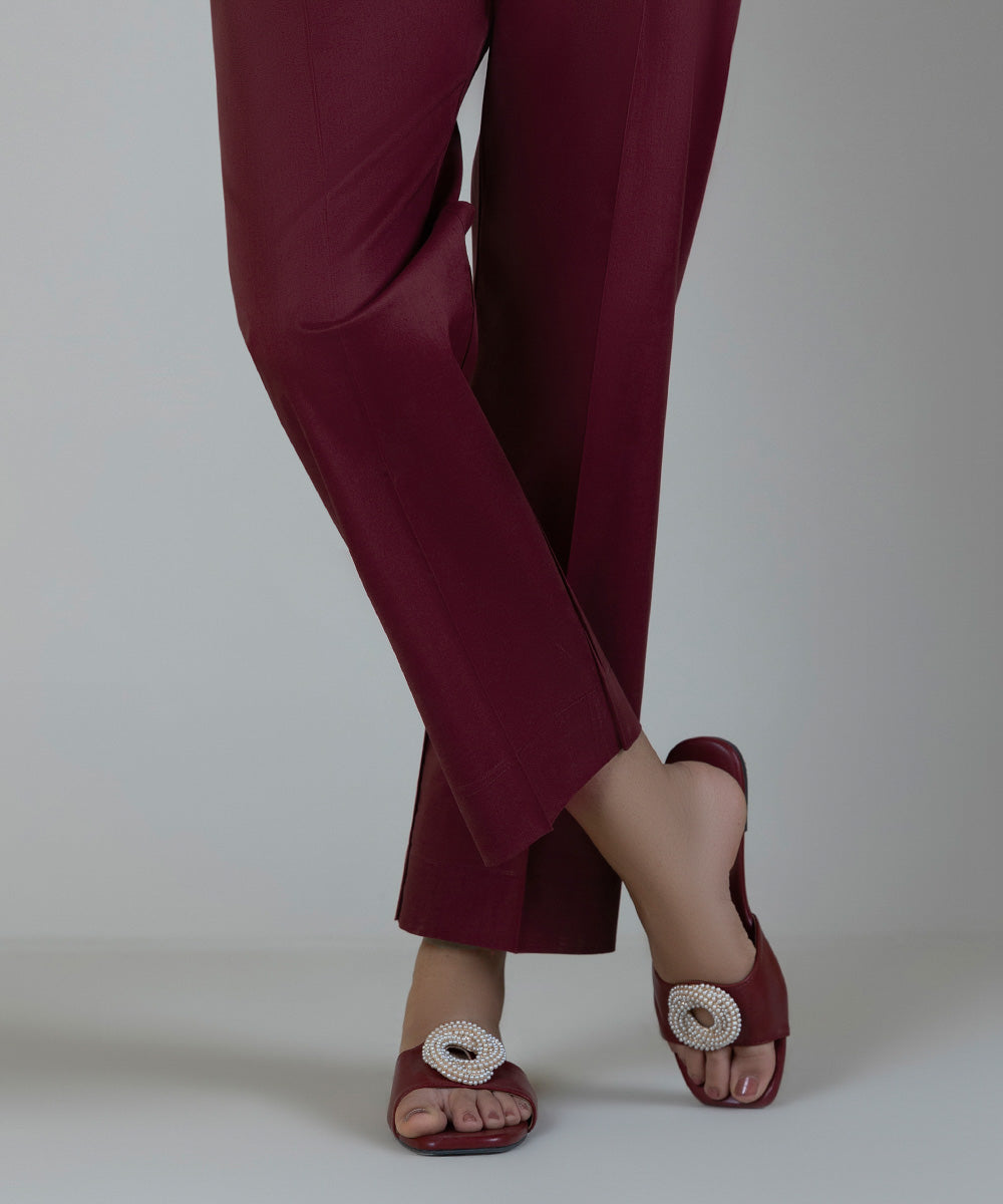 Women's Pret Cambric Red Dyed Straight Pants