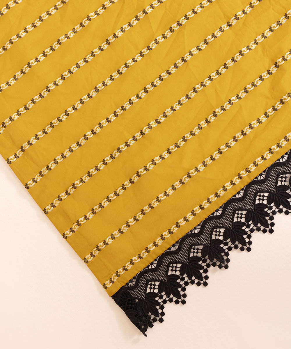 Extra Weft Jacquard Yellow Solid Dupatta