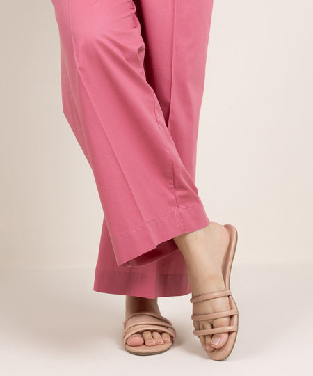 Women's Pret Cambric Solid Pink Culottes