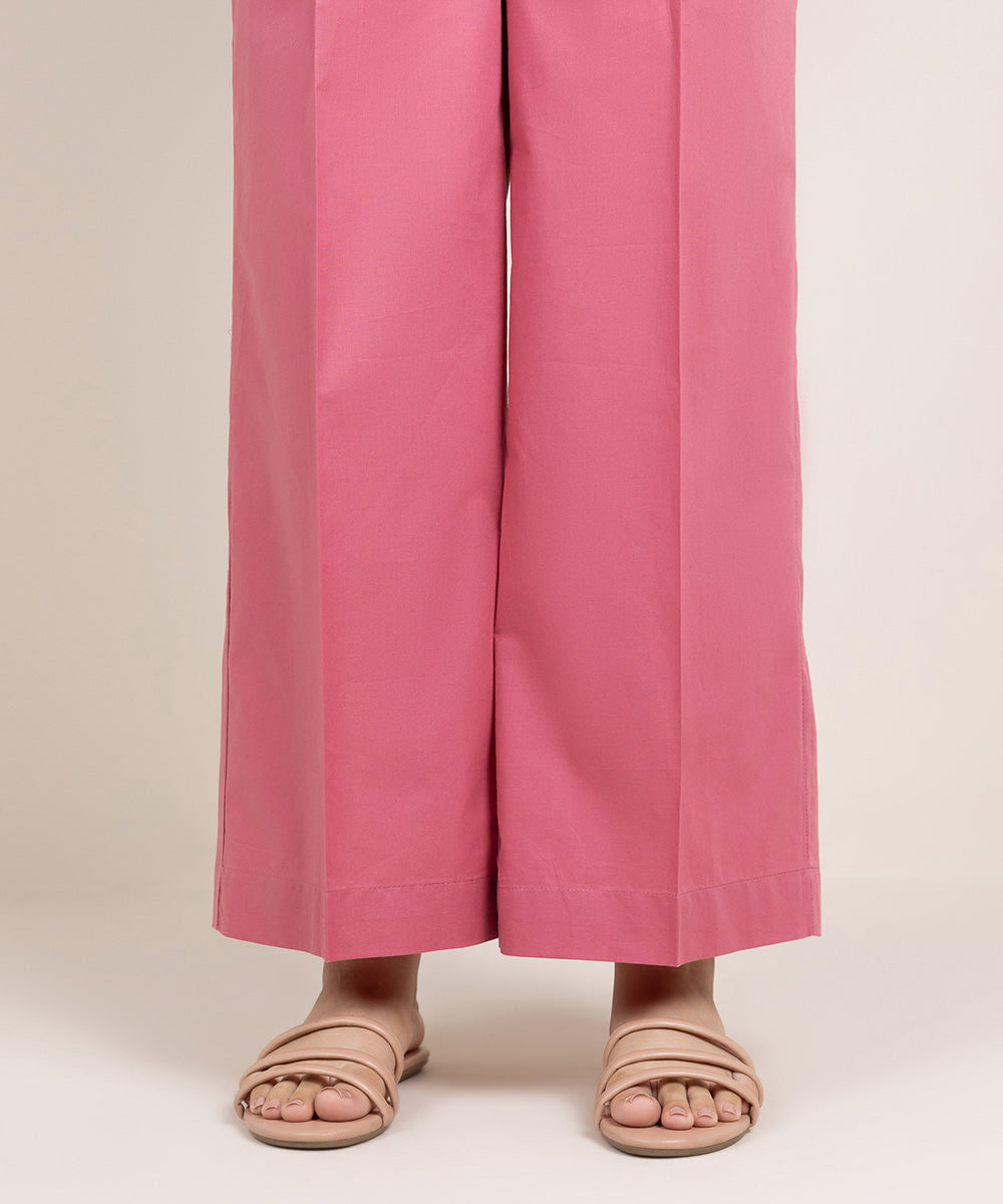 Women's Pret Cambric Solid Pink Culottes