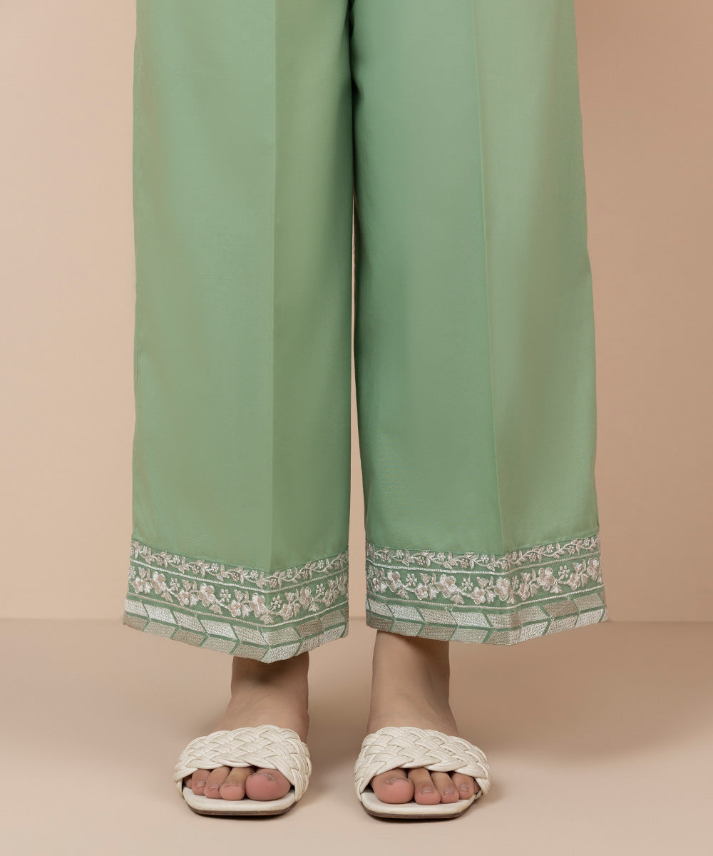 Women's Pret Cambric Dyed Pistachio Green Culottes