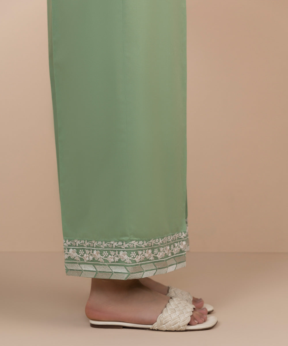 Women's Pret Cambric Dyed Pistachio Green Culottes
