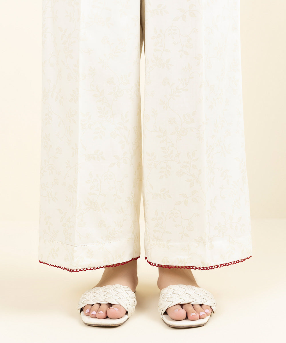 Women's Pret Supreme Satin Printed Off White Culottes