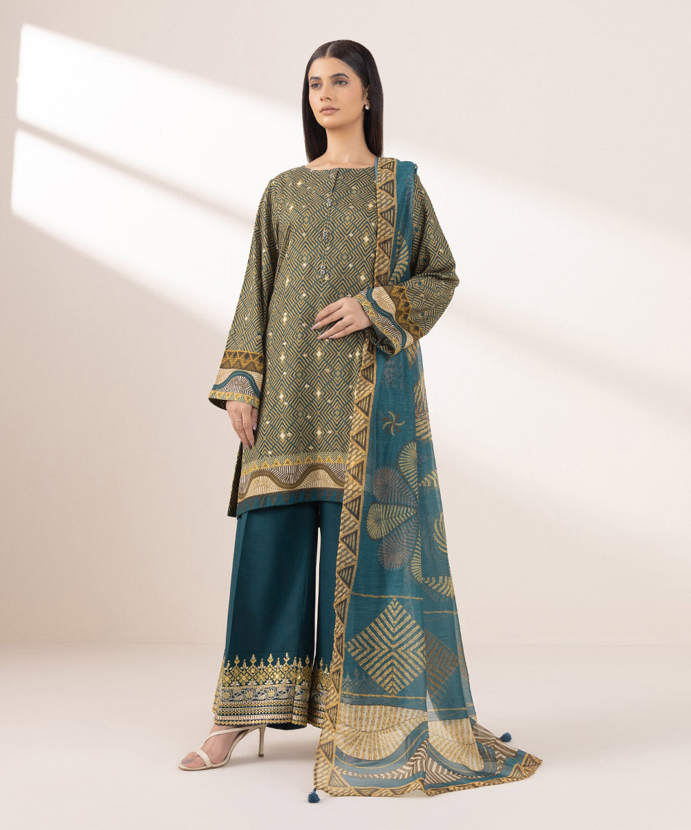 Manar Green Printed Dupatta