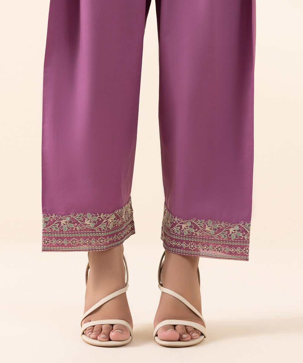 Women's Unstitched Cambric Pink Embroidered 3 Piece Suit