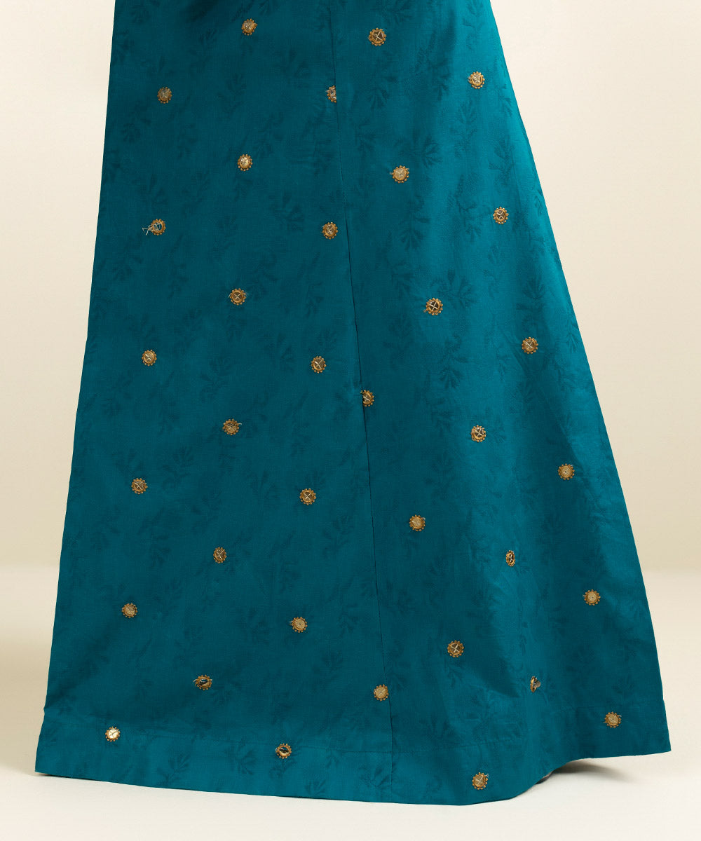 Women's Pret Cotton Jacquard Embroidered Blue Sharara