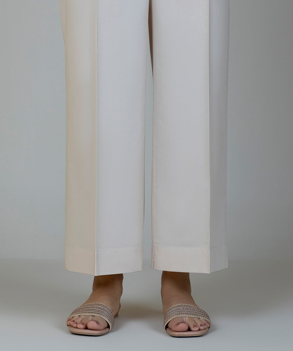 Women's Pret Cambric Beige Dyed Straight Pants
