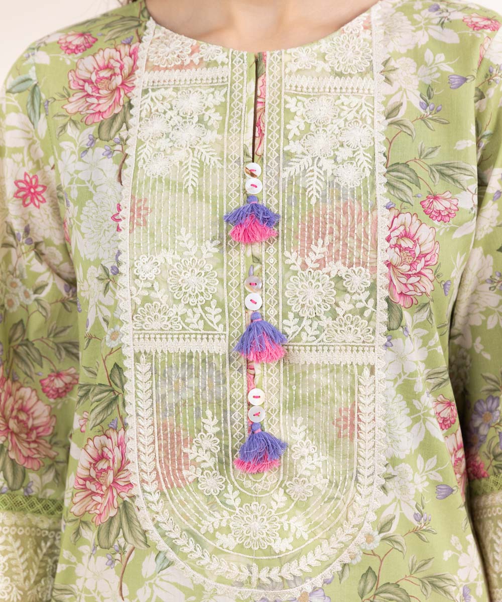 Women's Pret Cambric Multi Embroidered A-Line Shirt