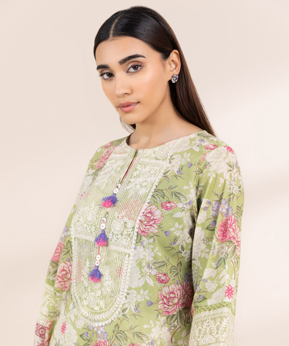 Women's Pret Cambric Multi Embroidered A-Line Shirt