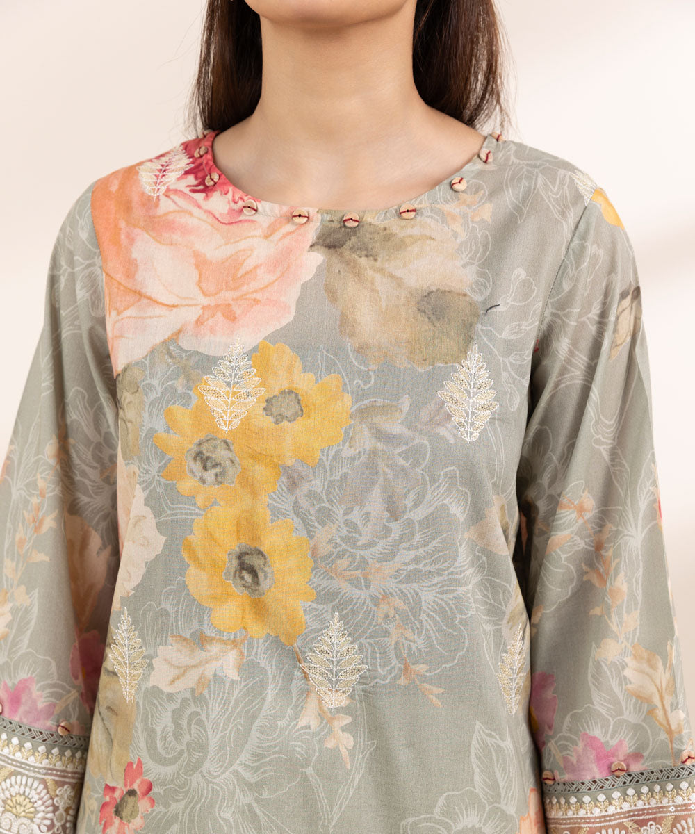 Women's Pret Cambric Multi Embroidered A-Line Shirt