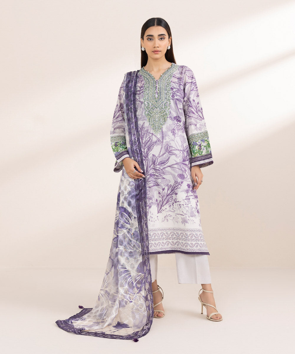 Brochea Jacquard Purple Printed Dupatta