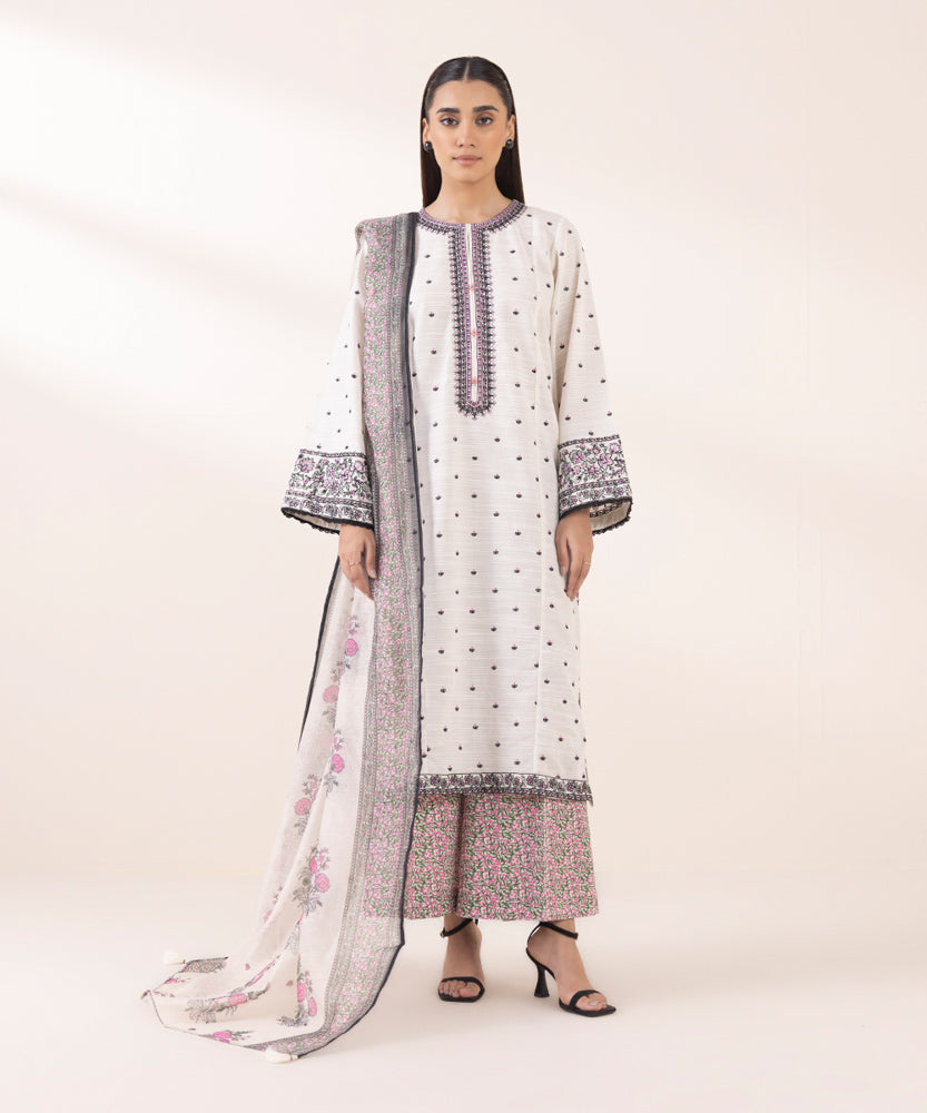 Women's Pret Printed Cream White Manar Dupatta