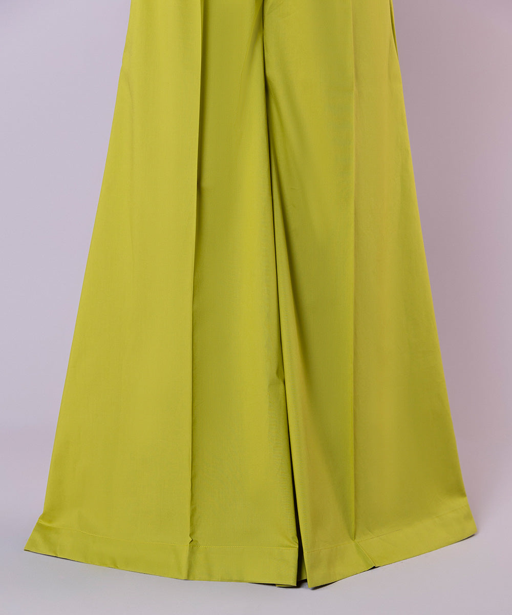 Women's Pret Cotton Dyed Yellow Sharara