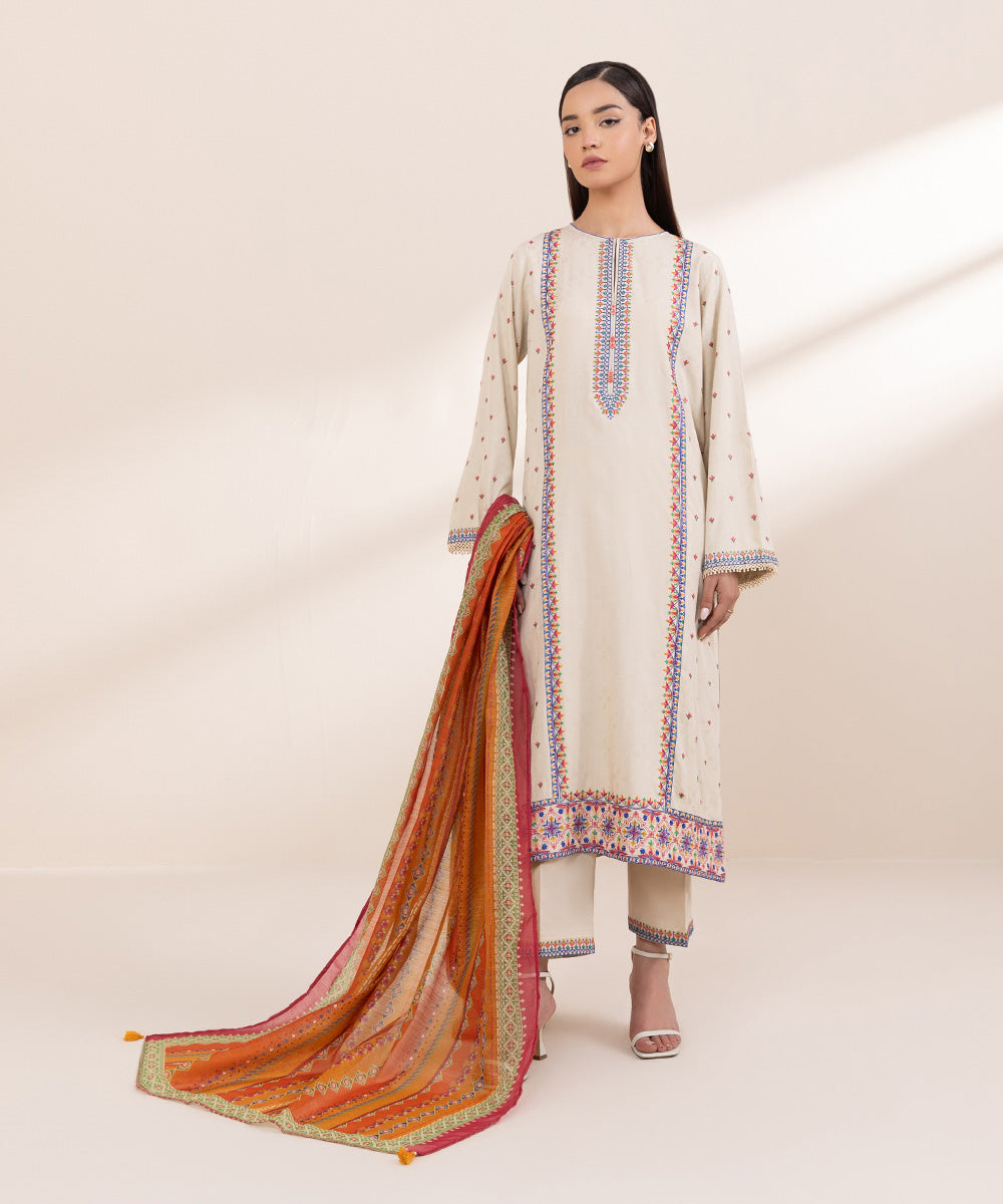 Manar Orange Printed Dupatta