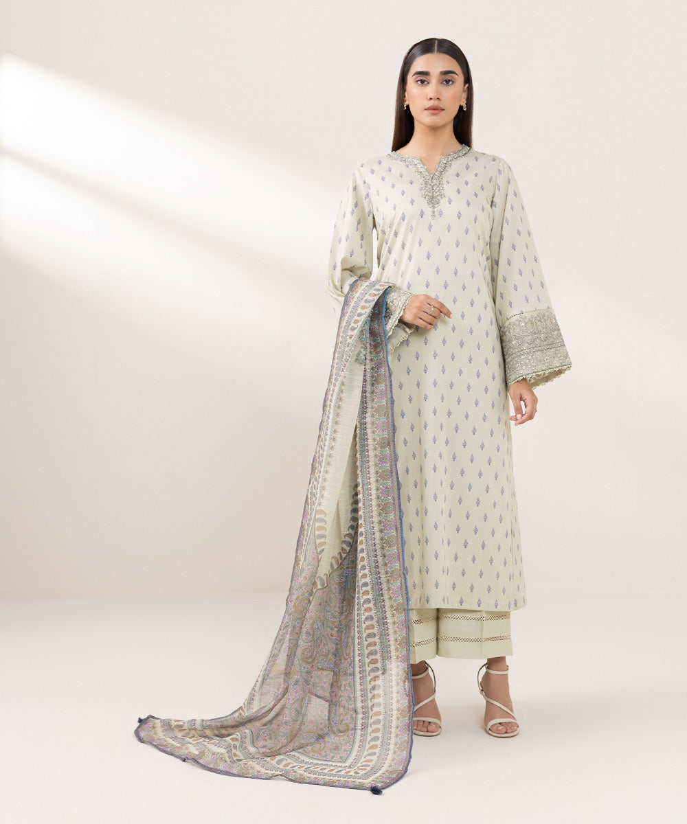 Blended Raw Net Multi Printed Dupatta