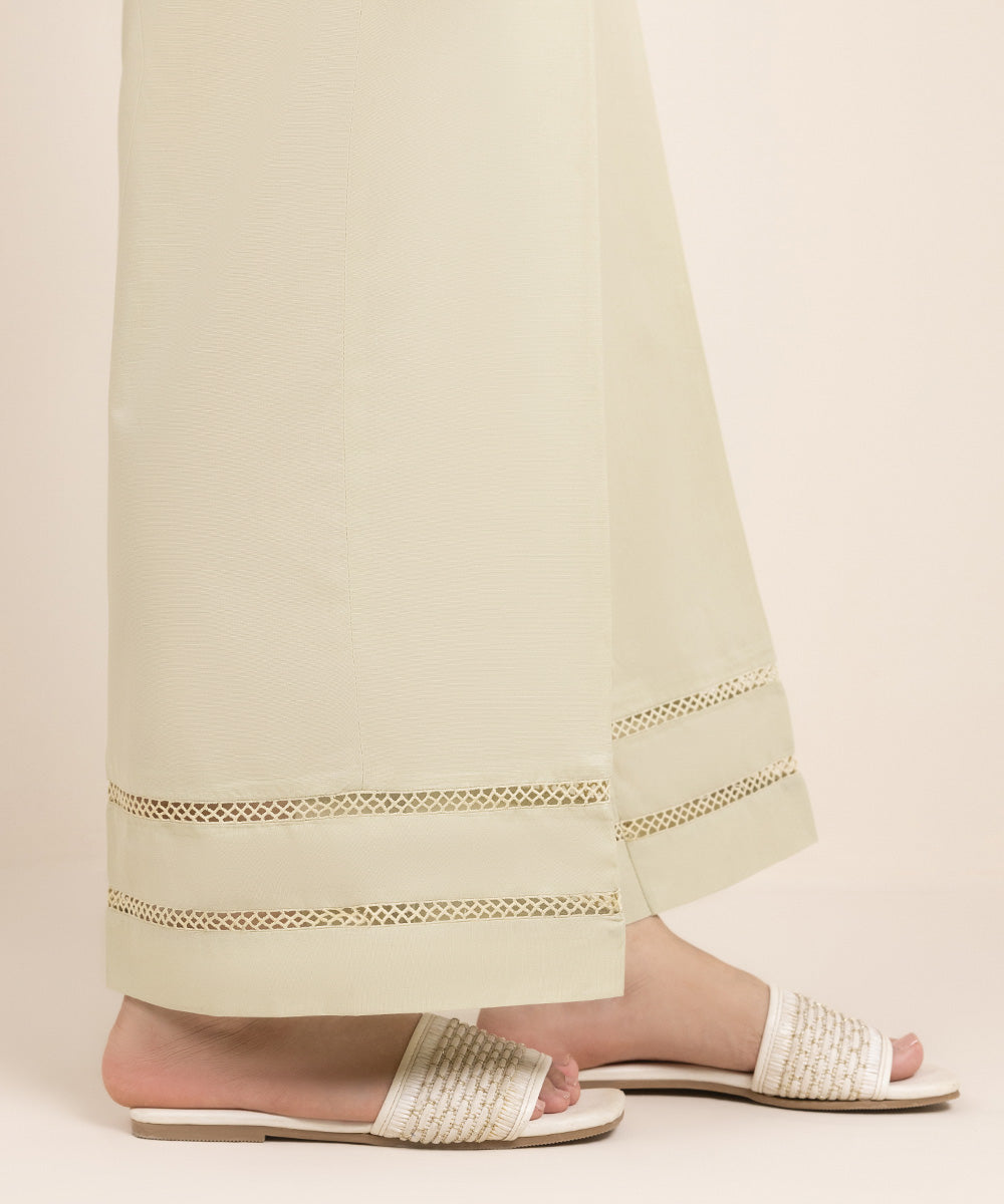 Women's Pret Cambric Solid Beige Culottes