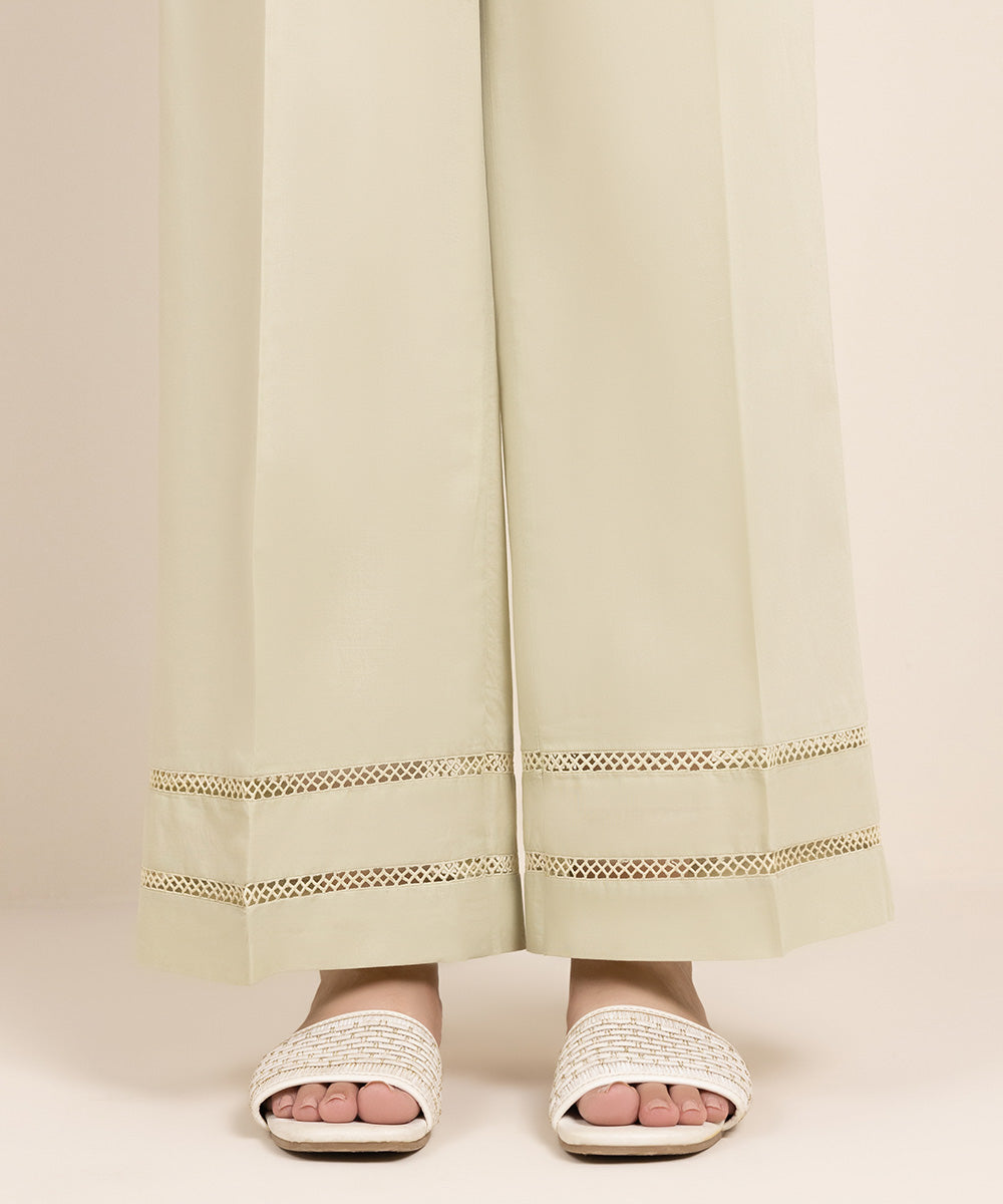 Women's Pret Cambric Solid Beige Culottes