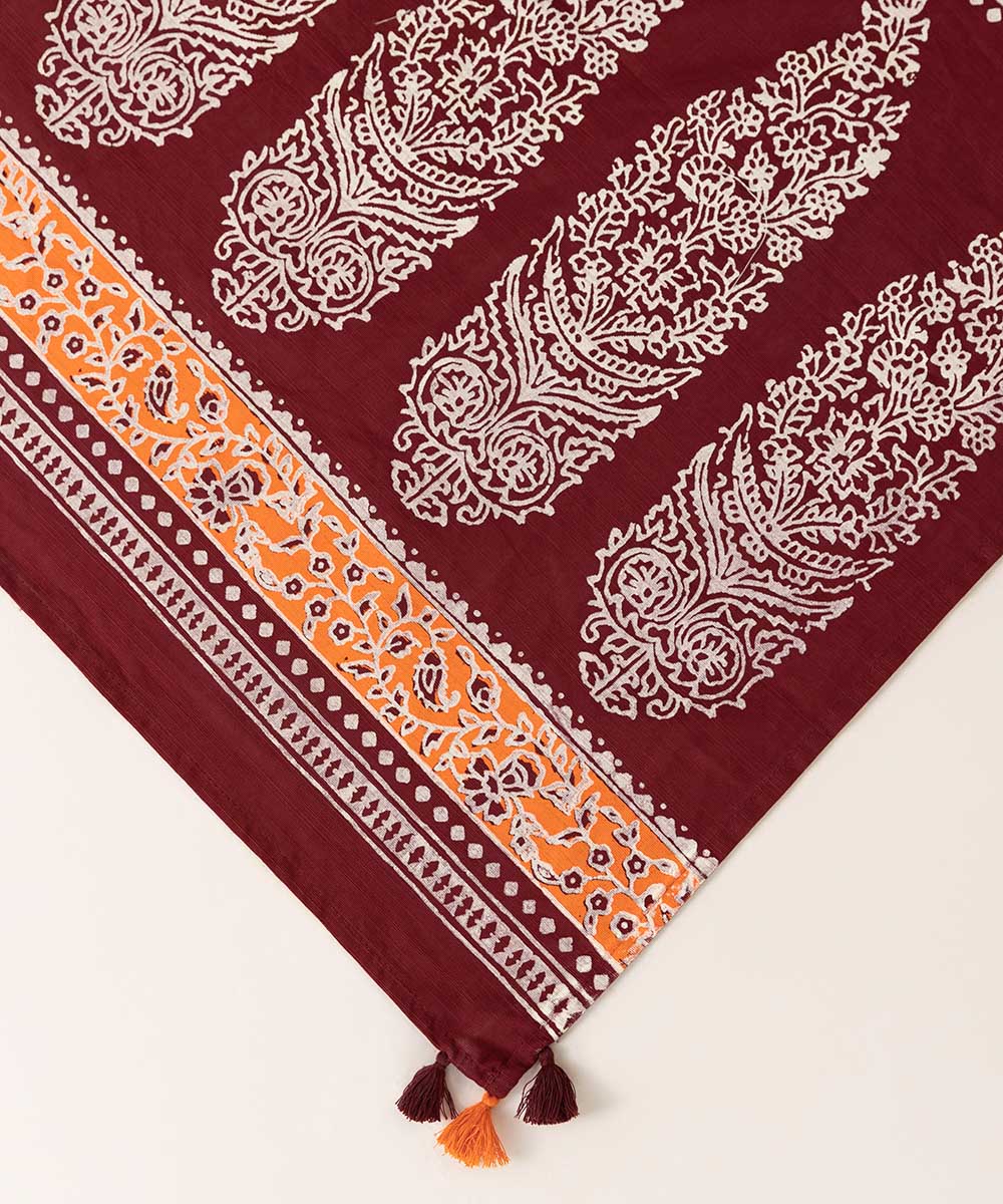 Khaddar Red Printed Dupatta