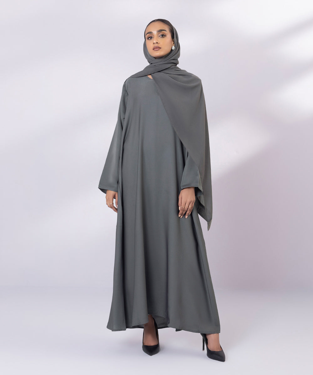 Women's Basic Grey Full Length Nida Abbaya