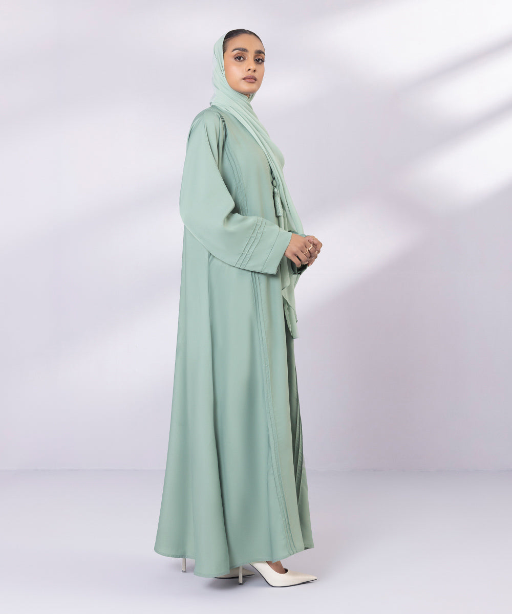 Women's Button Through Green Nida Abbaya