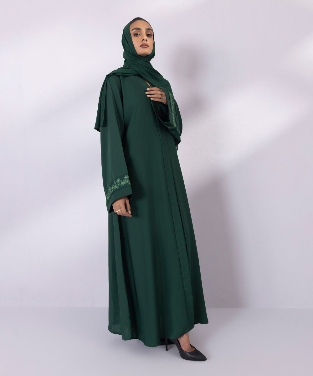 Women's Button Through Green Nida Abbaya