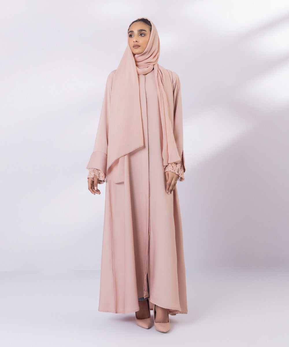 Women's Light Pink Button Through Abbaya Set