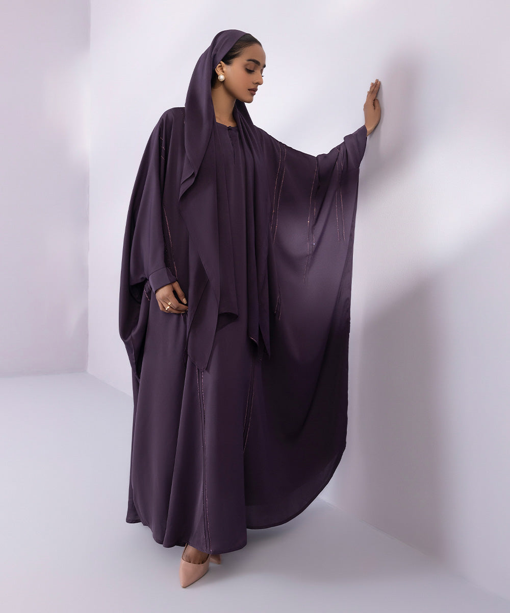 Women's Dark Purple Kaftan Abbaya Set