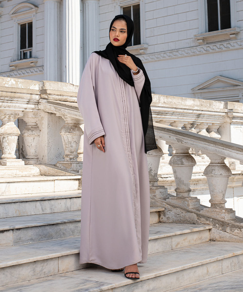 Women's Beige Nida Button Through Abaya