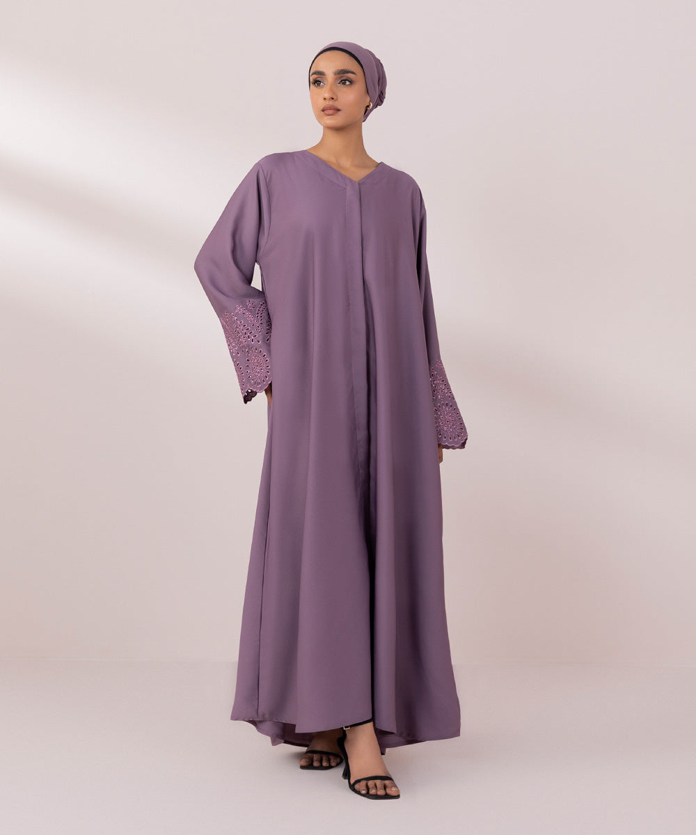 Women's Purple Mauve Nida Abaya Set