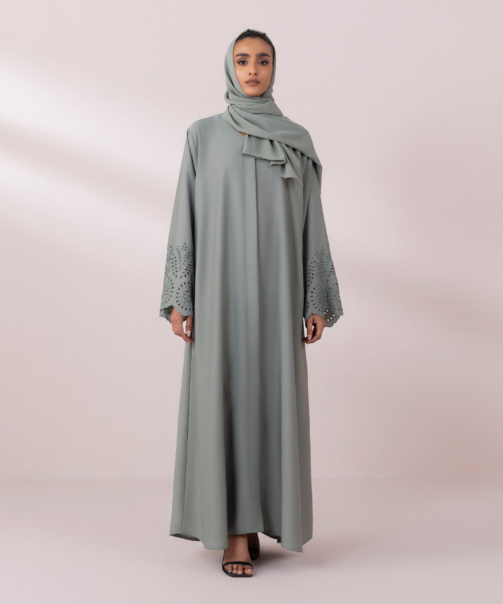 Women's Light Sage Green Nida Abaya Set