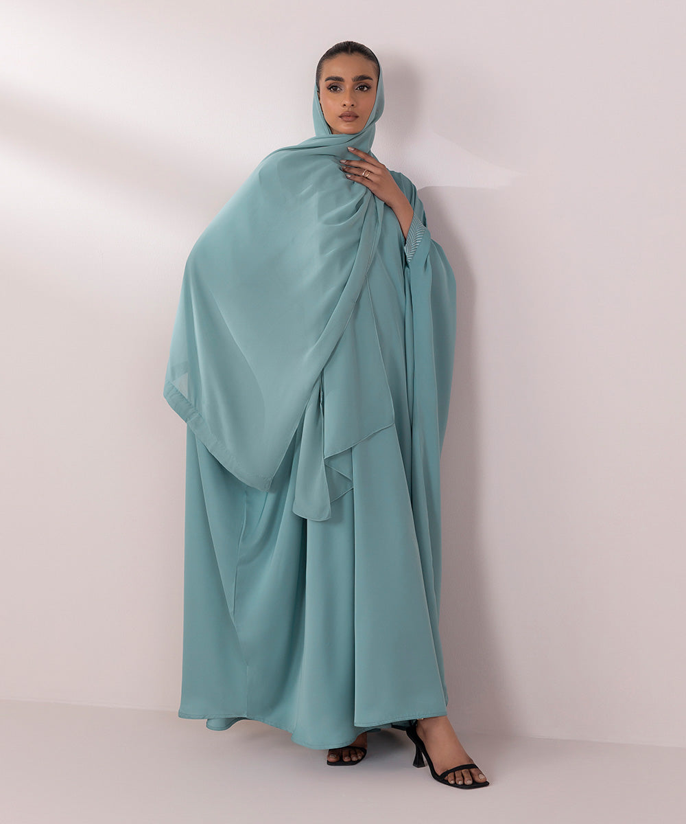 Women's Turquoise Nida Kaftan Abaya Set