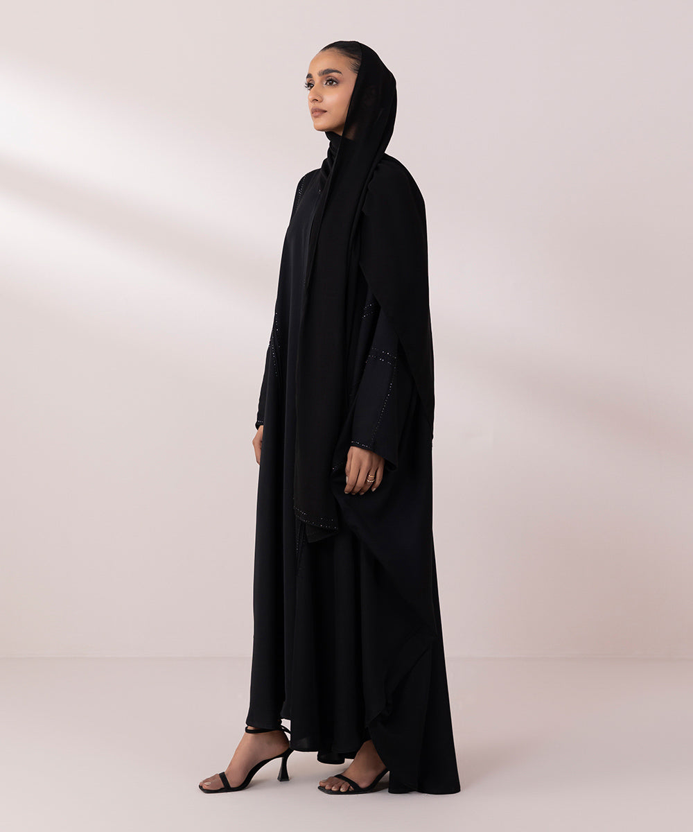 Women's Black Nida Kaftan Abaya Set