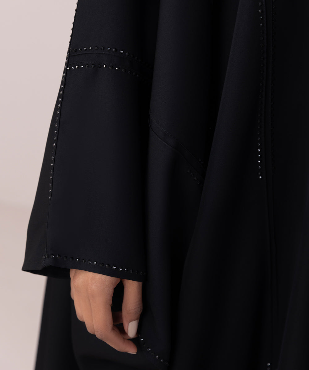 Women's Black Nida Kaftan Abaya Set