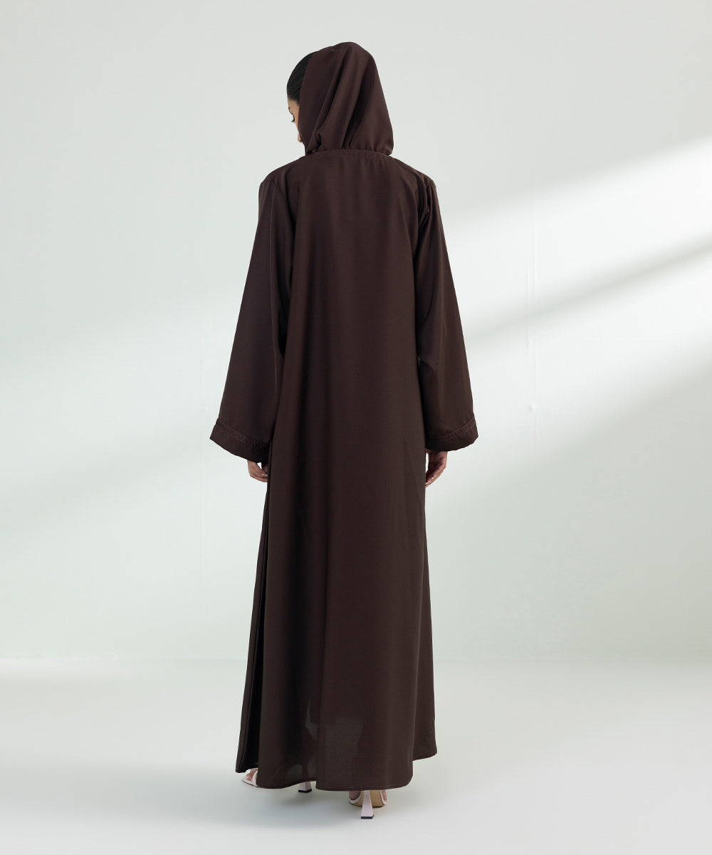 Women's Dark Brown Button Through Abaya 