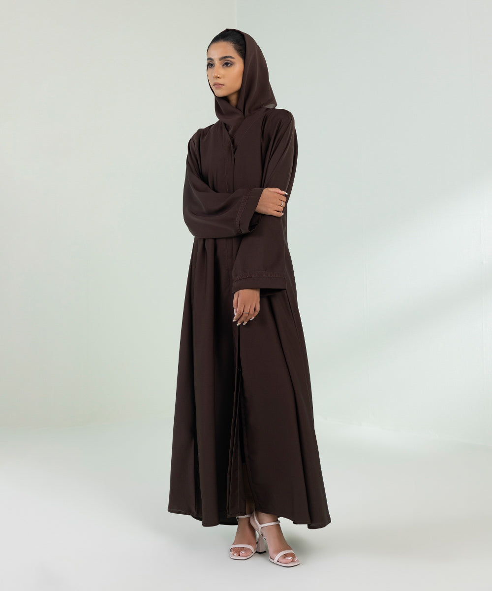 Women's Dark Brown Button Through Abaya 
