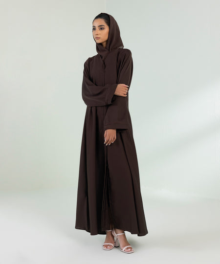 Women's Dark Brown Button Through Abaya 