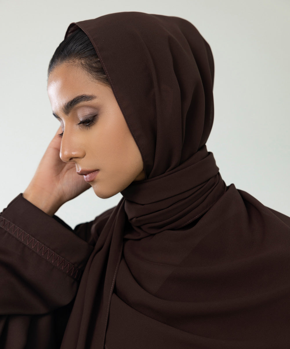 Women's Dark Brown Button Through Abaya 