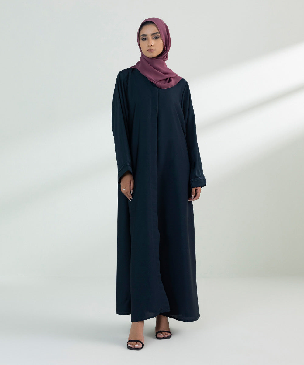Women's Navy Blue Button Through Abaya 