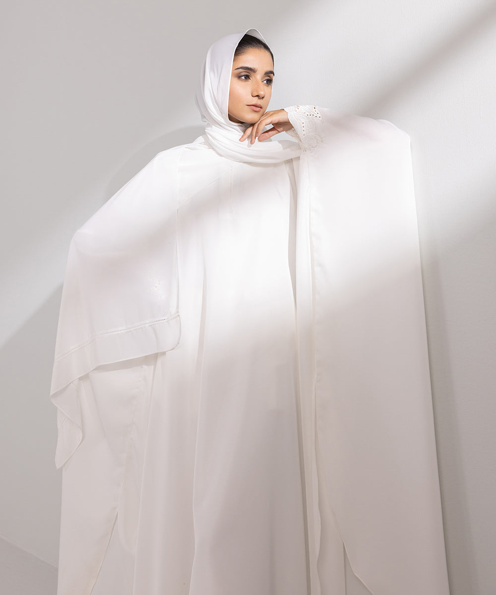 Women's Fashion White Abbaya Set