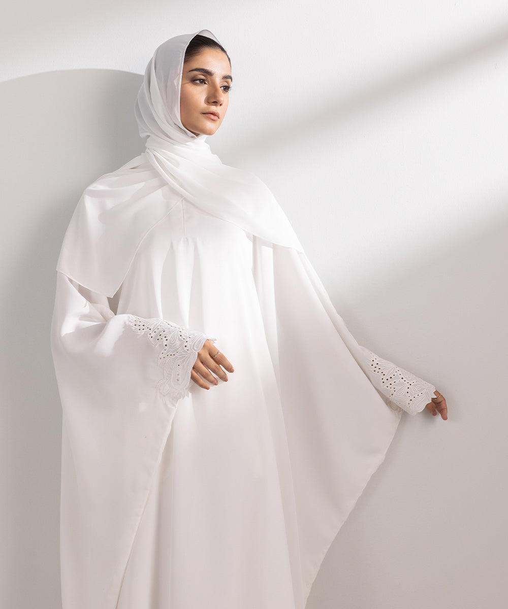 Women's Fashion White Abbaya Set