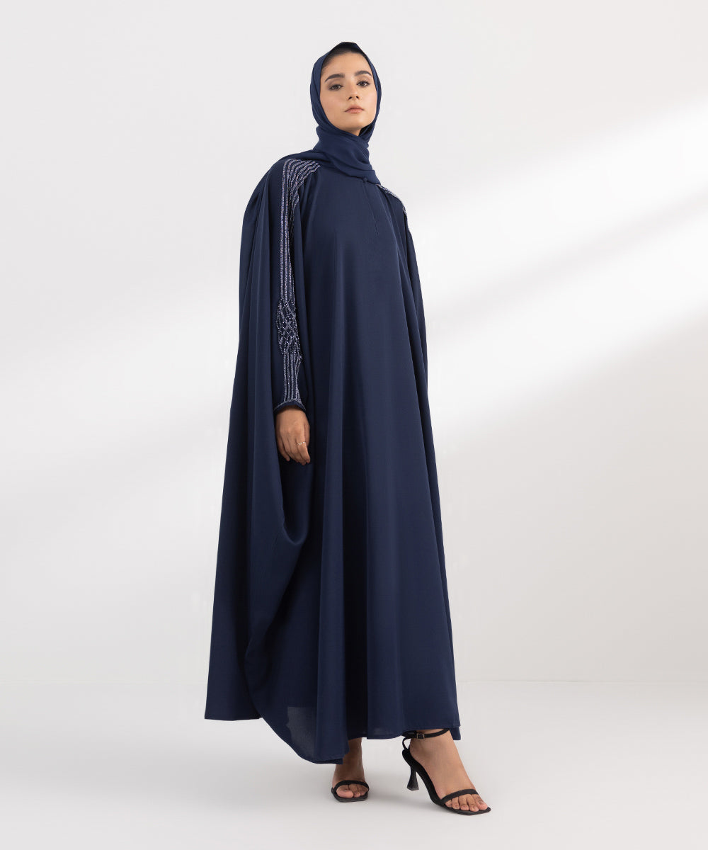 Women's Formal Navy Blue Abbaya Set