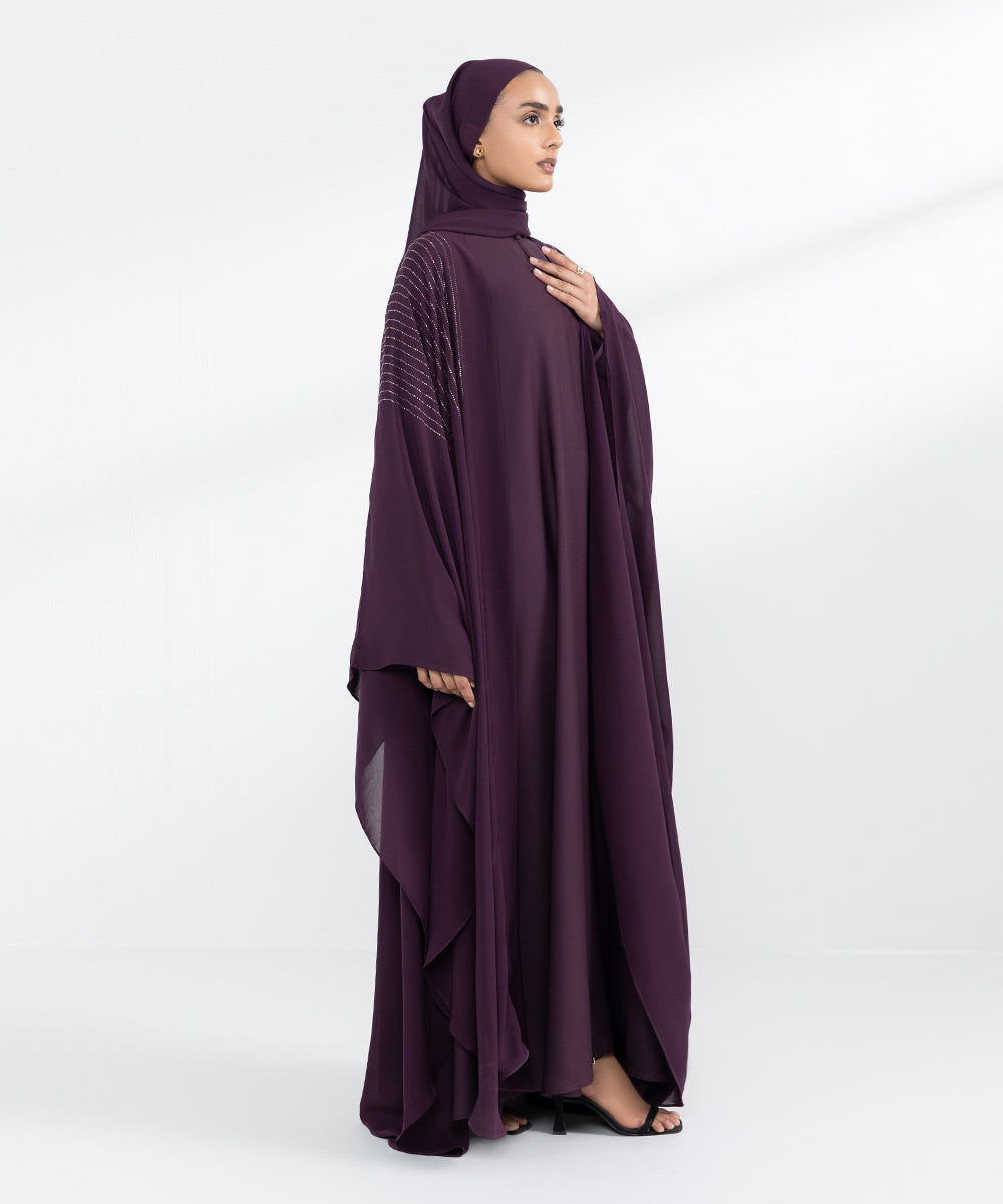 Purple Embellished Abbaya Set