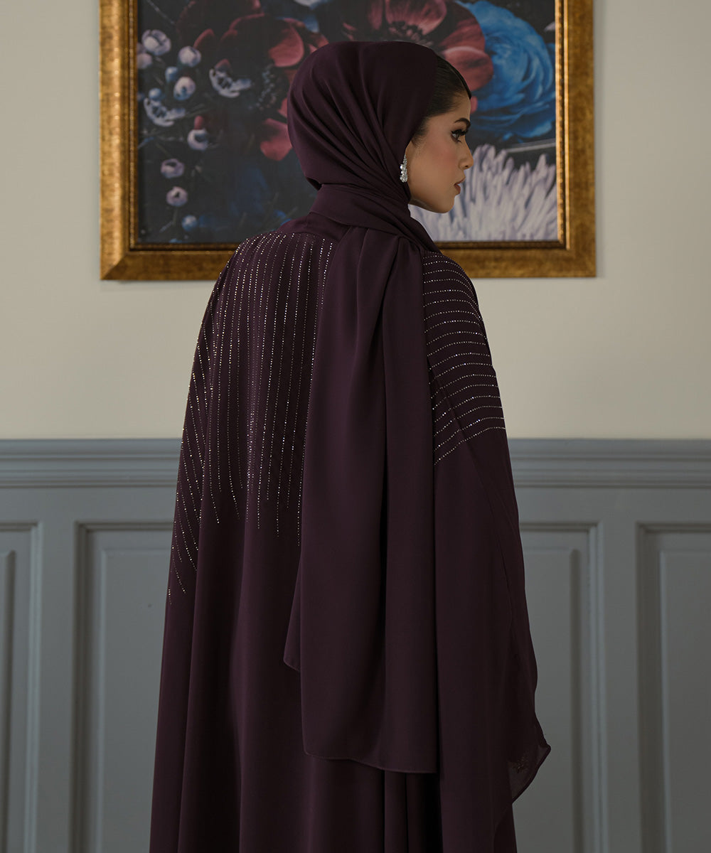 Purple Embellished Abbaya Set