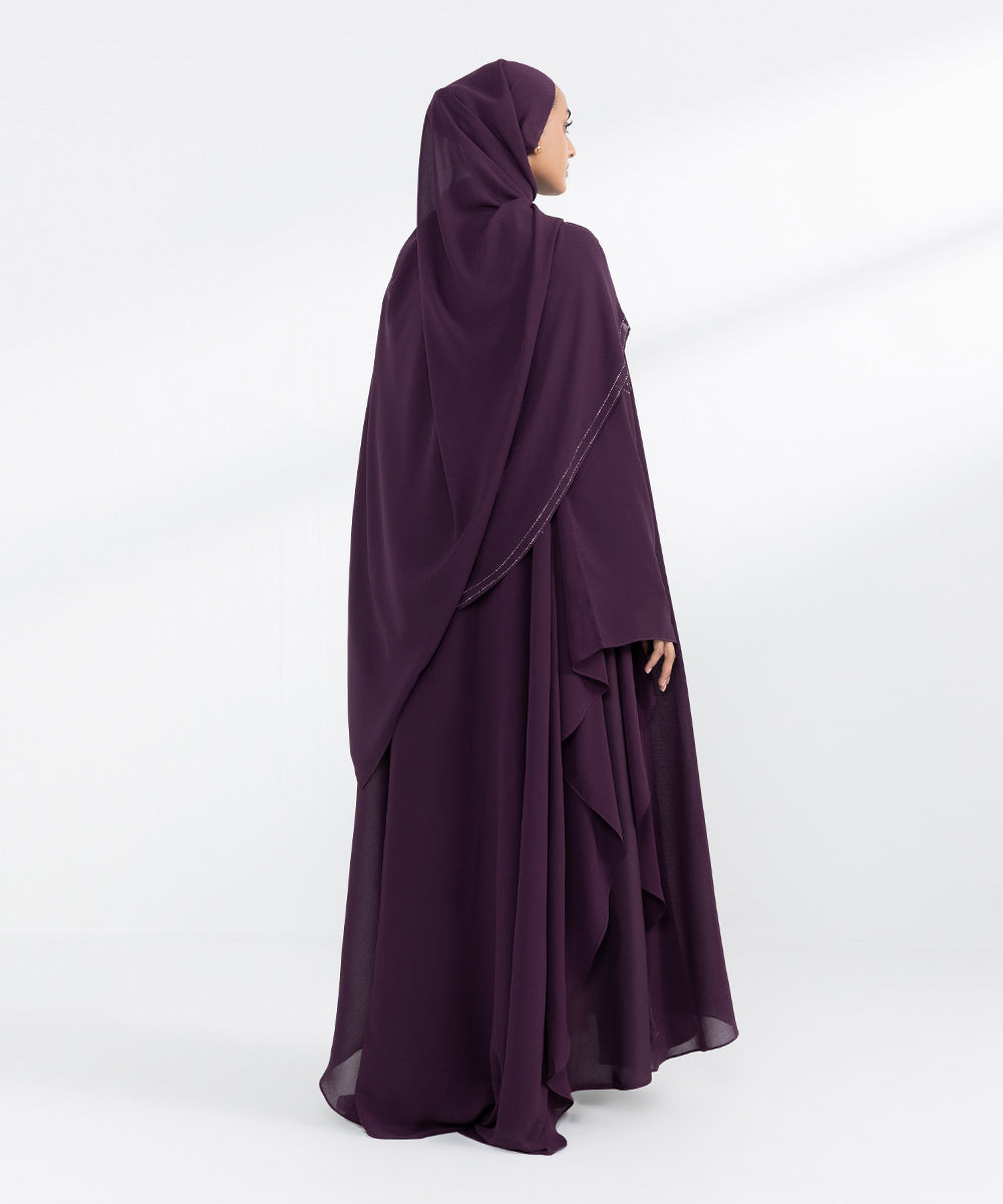 Purple Embellished Abbaya Set