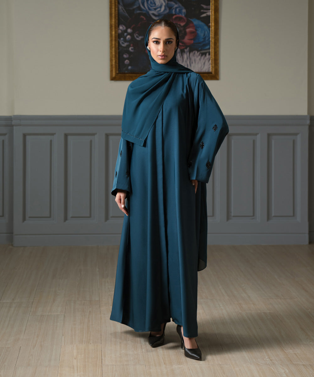 Green Embellished Abbaya Set