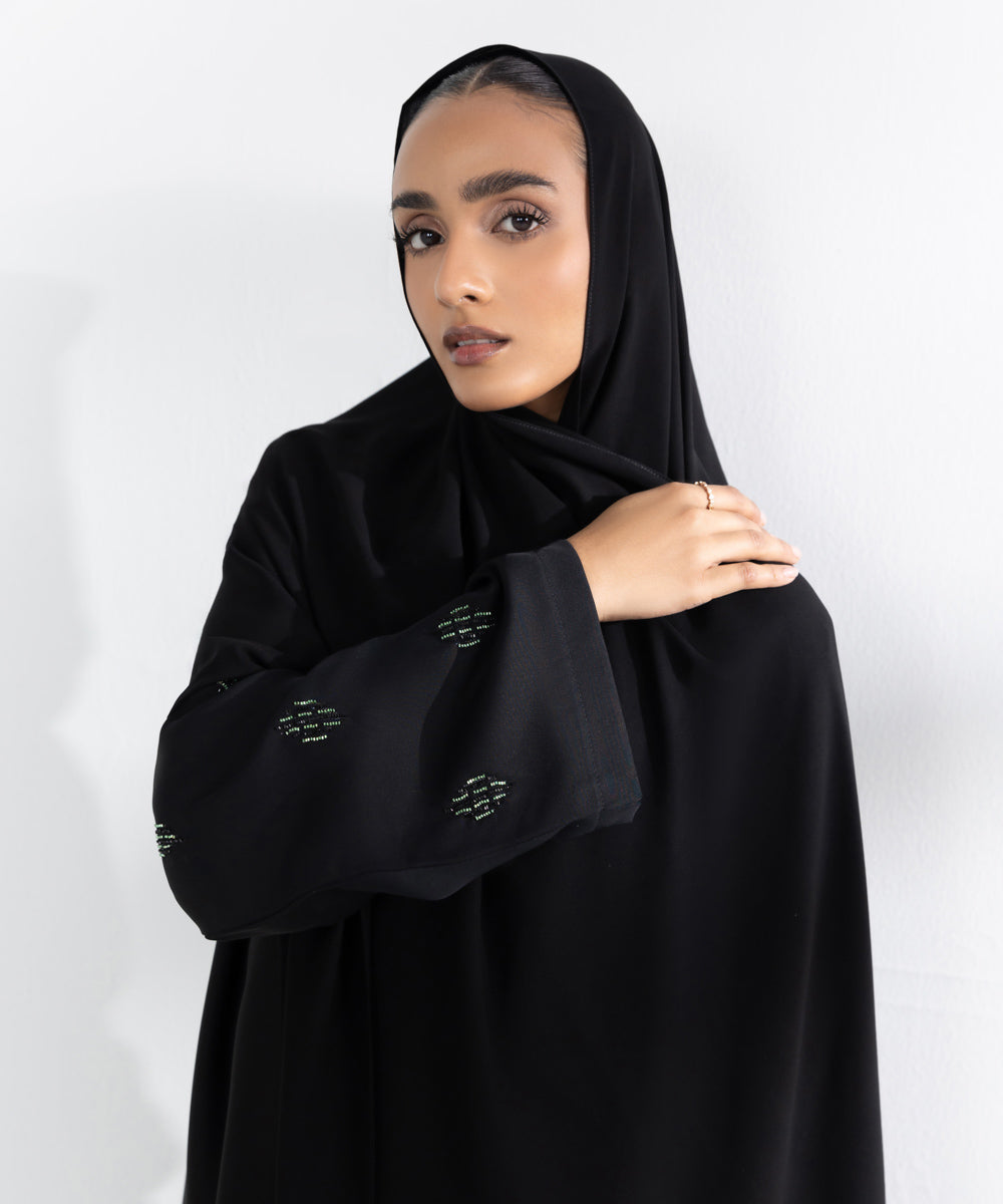 Black Embellished Abbaya Set