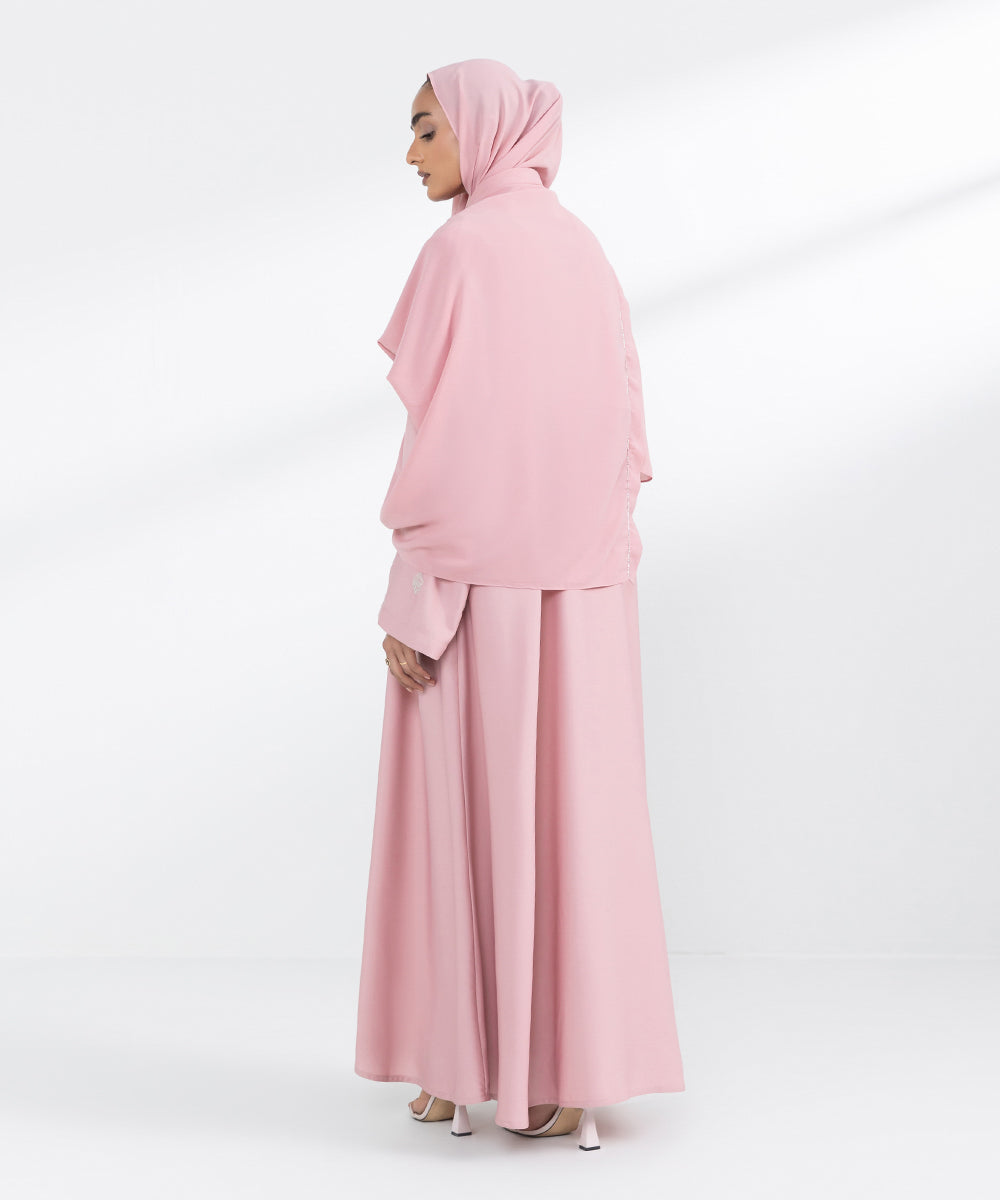 Pink Embellished Abbaya Set